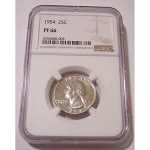 1954 Washington Quarter Proof PF66 NGC Toning
